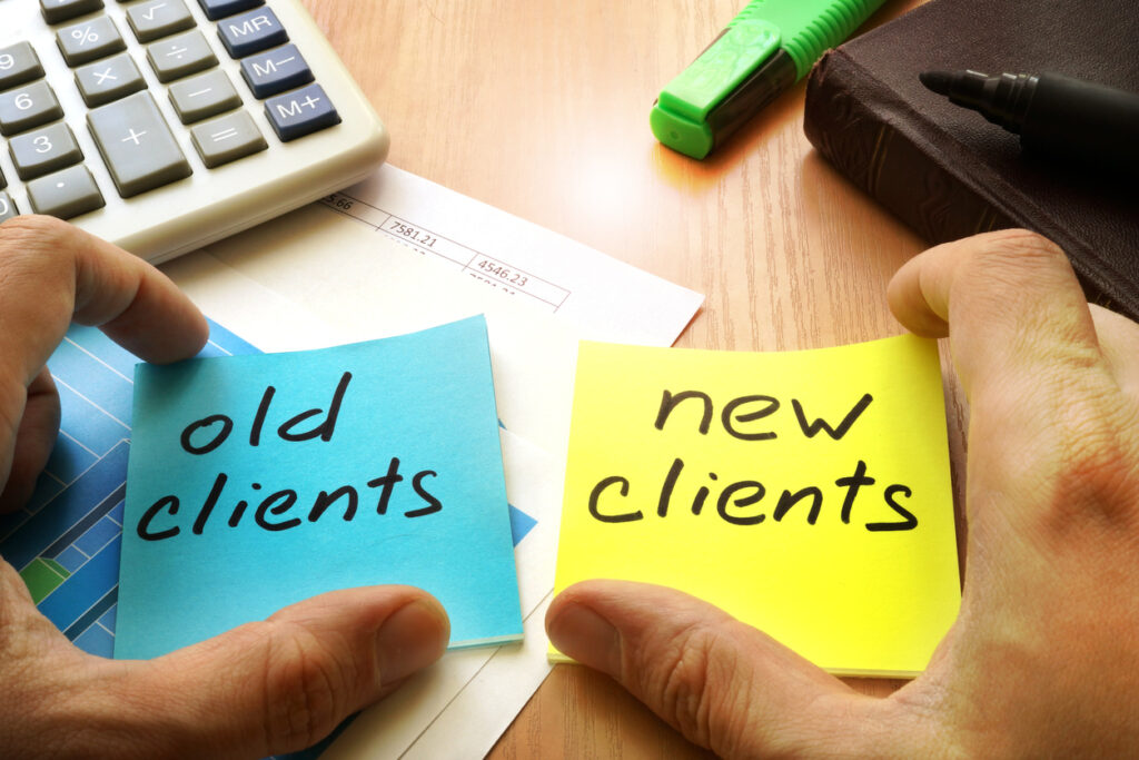 New clients vs old clients. Customer retention concept.